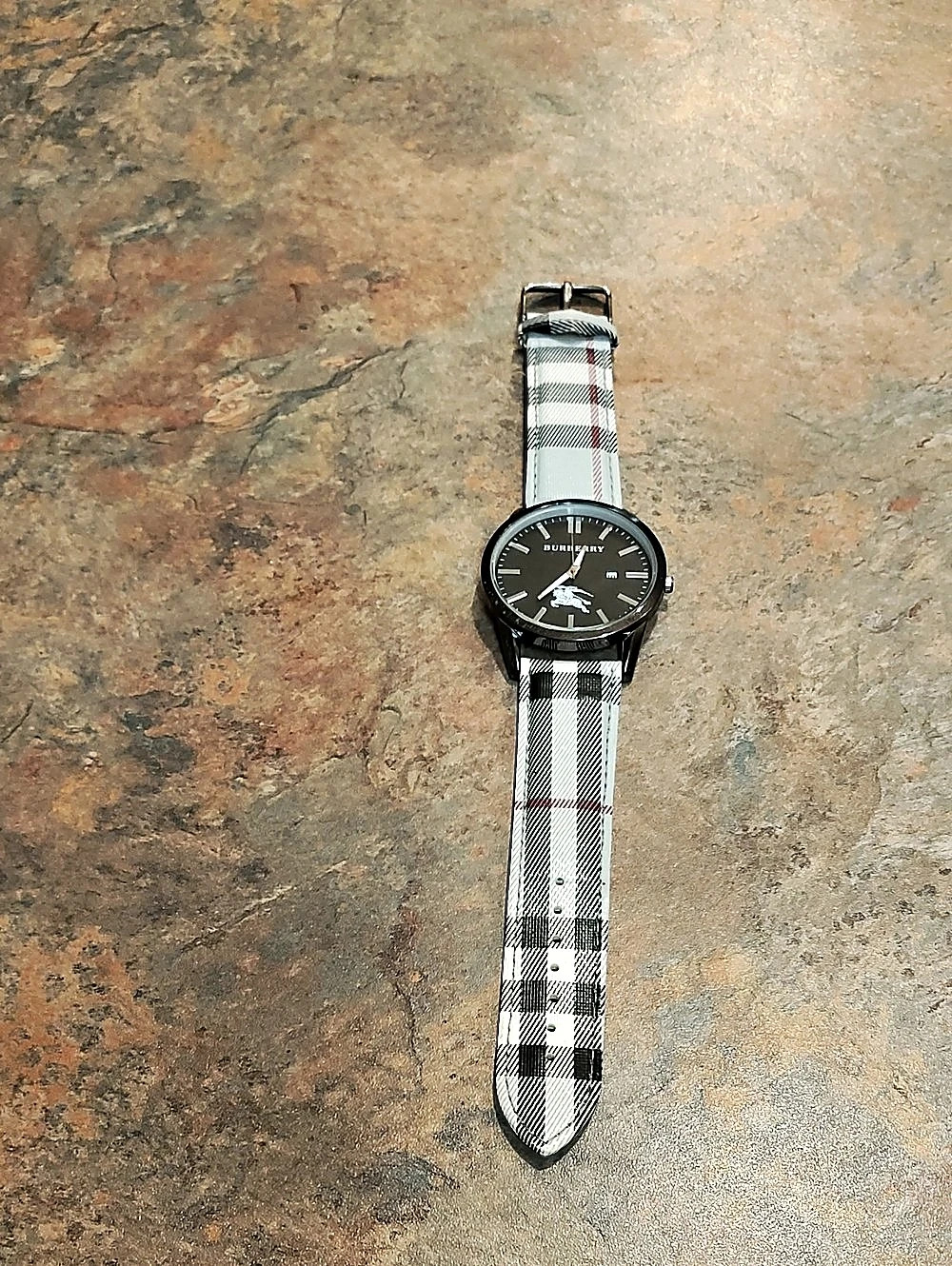 Burberry BU1350 Plaid Strap Watch White & Black